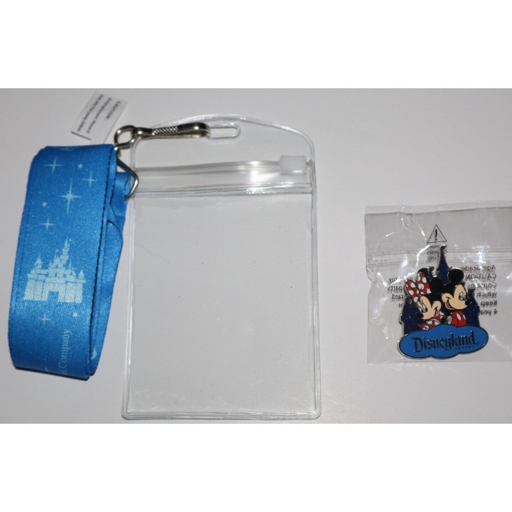 Disneyland Package 2024 Lanyard Ticket Holder & Mickey Minnie Mouse Pin Set NEW